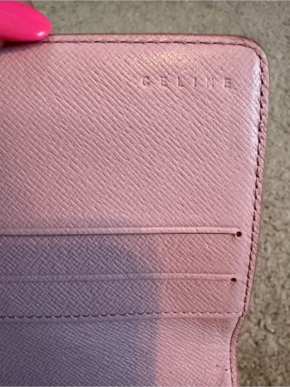 CELINE Macadam Monogram Long Wallet Pink Trim
